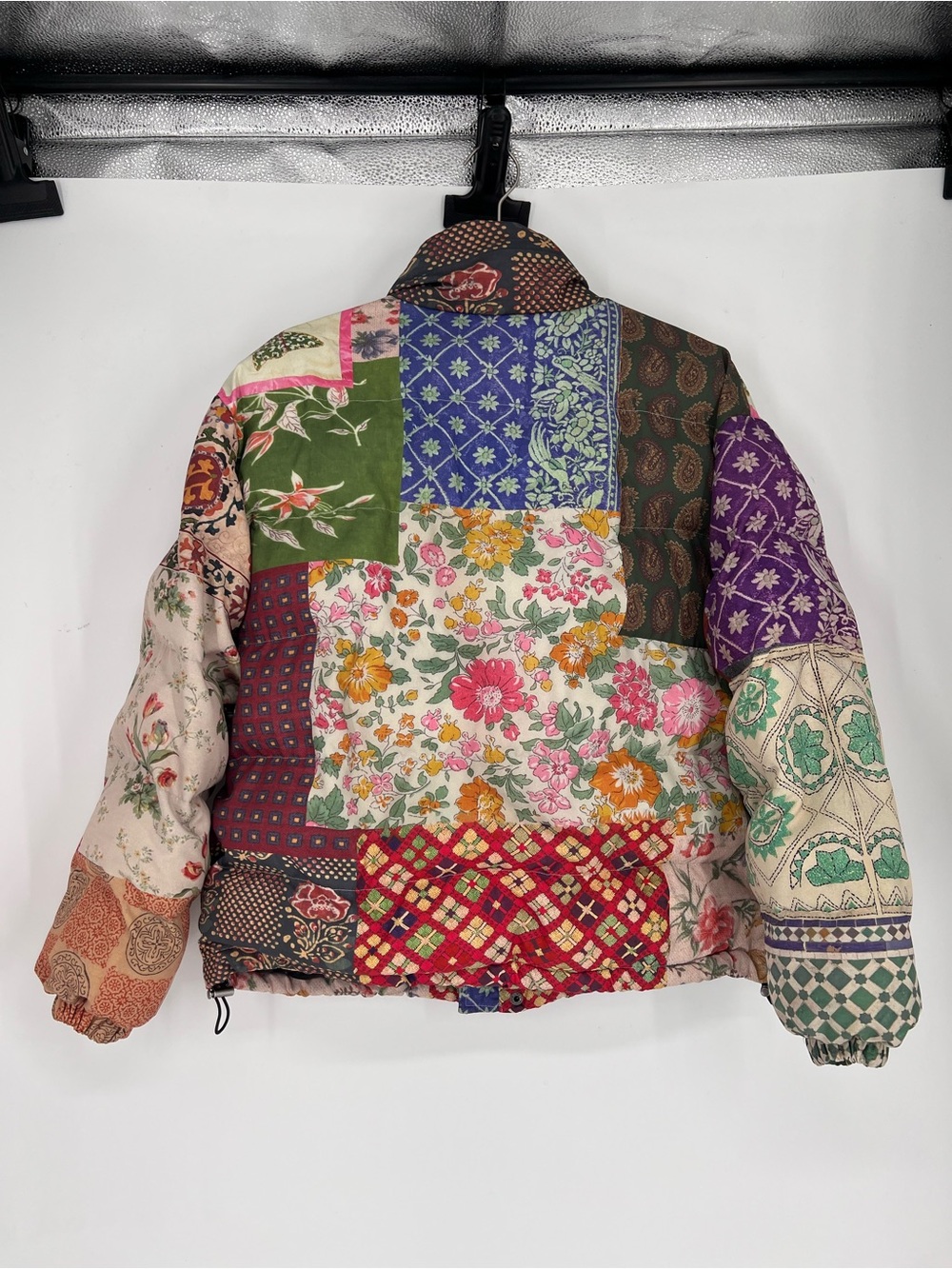 FOUND Mixed Floral Print Garden Patchwork Colorful Bohemian Puffer Coat XS - Picture 14 of 14